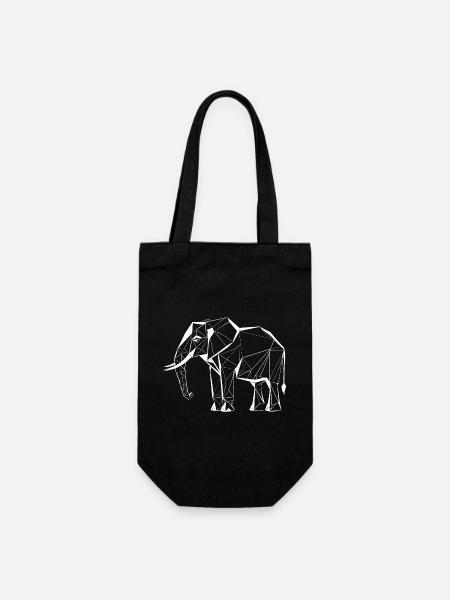 Polygon Elefant – Geometrisches Tierdesign - Geschenkbeutel für Flaschen - Schwarz