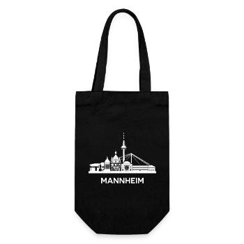 Mannheim, weiß - Geschenkbeutel für Flaschen - Schwarz - Vorne