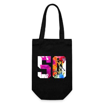 50TH BIRTHDAY BASKETBALL NUMBER 50 - Gift Bag for Bottles - black - Front