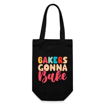 Backen Bäcker Bäckerei - Geschenkbeutel für Flaschen - Schwarz - Vorne