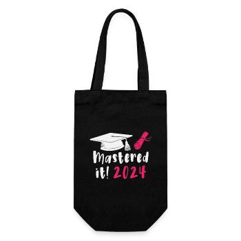 Gemeistert 2024 Master Abschluss Graduiert 2024 - Geschenkbeutel für Flaschen - Schwarz - Vorne