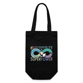 Neurodiversität ist meine Superkraft - Geschenkbeutel für Flaschen - Schwarz - Vorne