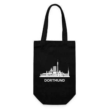Dortmund, weiß - Geschenkbeutel für Flaschen - Schwarz - Vorne