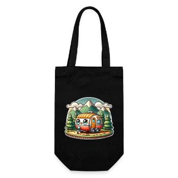 Camping Camper Caravan Children - Gift Bag for Bottles - black - Front