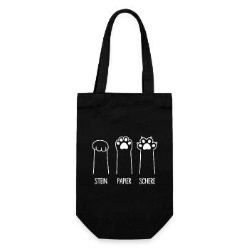 Katzenpfoten Katze Pfote Spiel Stein Papier Schere - Geschenkbeutel für Flaschen - Schwarz - Vorne