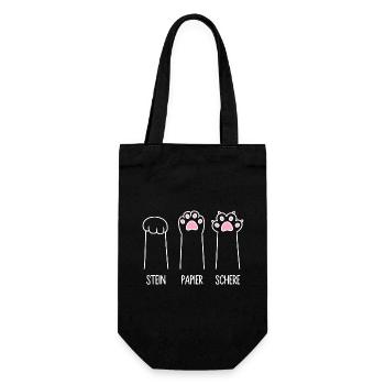 Katze Pfote Katzenpfoten Spiel Stein Papier Schere - Geschenkbeutel für Flaschen - Schwarz - Vorne