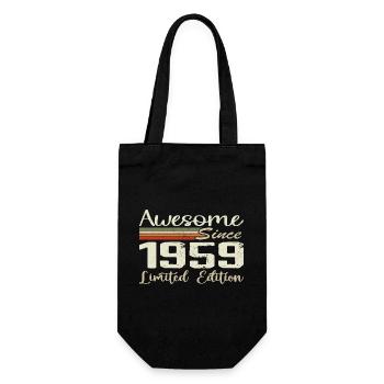 Geburtstag 65 Jahre Jahrgang 1959 Geschenk 1959 - Geschenkbeutel für Flaschen - Schwarz - Vorne