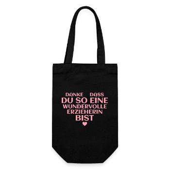 Erzieherin Dankeschön Wundervolle Kindergärtnerin - Geschenkbeutel für Flaschen - Schwarz - Vorne