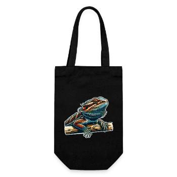 Bartagame Bartagamen Bearded Dragon - Geschenkbeutel für Flaschen - Schwarz - Vorne