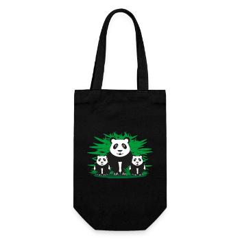 Lustige Panda Familie im Grünen. - Geschenkbeutel für Flaschen - Schwarz - Vorne