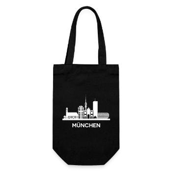 München, weiß - Geschenkbeutel für Flaschen - Schwarz - Vorne