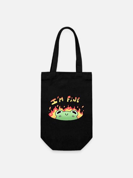 Grenouille « Je vais bien » - Sac à bouteille - noir