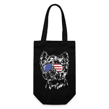 West Highland White Terrier Amerika Fahne Brille - Geschenkbeutel für Flaschen - Schwarz - Vorne