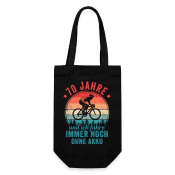 Radfahrer 70. Geburtstag Fahrrad ohne Akku - Geschenkbeutel für Flaschen - Schwarz - Vorne
