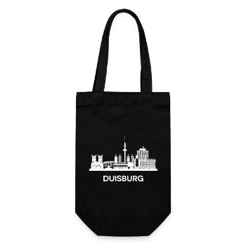 Duisburg, weiß - Geschenkbeutel für Flaschen - Schwarz - Vorne