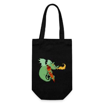 Drache mit Schultüte - Geschenkbeutel für Flaschen - Schwarz - Vorne
