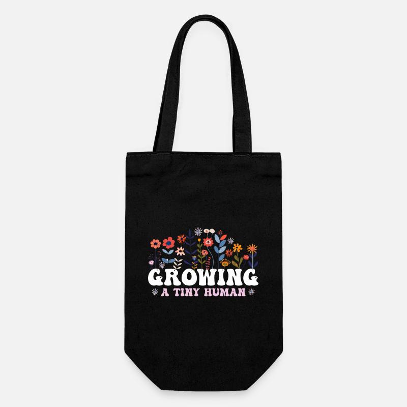 Growing A Tiny Human Boho Flower Floral Pregnant - Sac à bouteille - noir