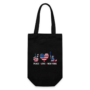 Peace Love New York - Geschenkbeutel für Flaschen - Schwarz - Vorne