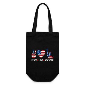 Peace Love New York - Geschenkbeutel für Flaschen - Schwarz - Vorne