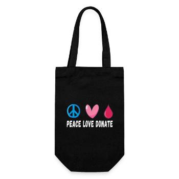 Peace Love Donate Blood Donation - Gift Bag for Bottles - black - Front