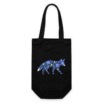 Nordic Floral - Heller Blaufuchs - Geschenkbeutel für Flaschen - Schwarz - Vorne