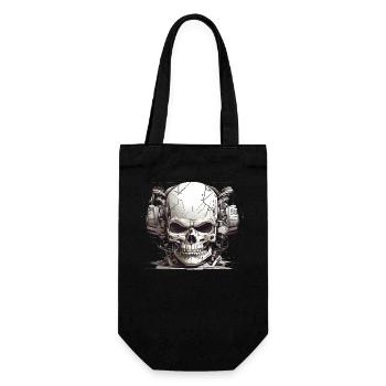 Crâne moderne avec casque en noir et blanc - Sac à bouteille - noir - Devant