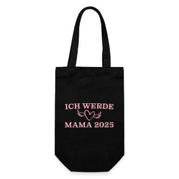 Ich werde Mama 2025 - Geschenkbeutel für Flaschen - Schwarz - Vorne