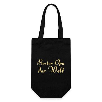 Bester Opa der Welt - Geschenkbeutel für Flaschen - Schwarz - Vorne