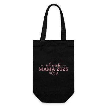 Werdende Mama 2025 Babyparty Mutter - Geschenkbeutel für Flaschen - Schwarz - Vorne