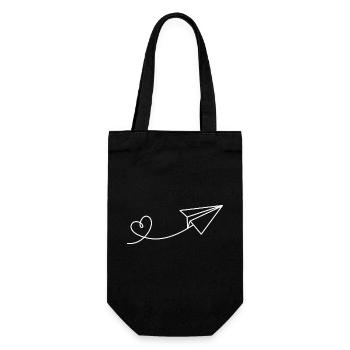 Avion en papier papier aviateur coeur vacances voyage - Sac à bouteille - noir - Devant