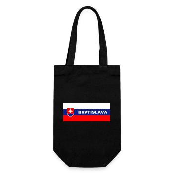 Stadt Bratislava in slowakischer Flagge - Geschenkbeutel für Flaschen - Schwarz - Vorne