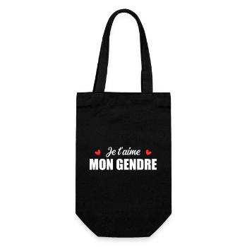 Ich liebe dich, mein Schwiegersohn - Geschenkbeutel für Flaschen - Schwarz - Vorne