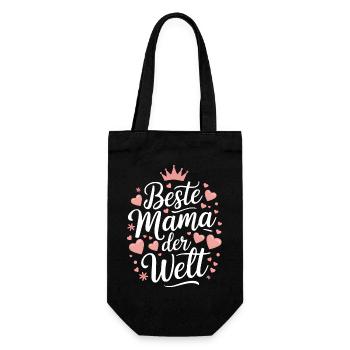 Beste Mama der Welt Herz Herzen Krone beste Mutter - Geschenkbeutel für Flaschen - Schwarz - Vorne