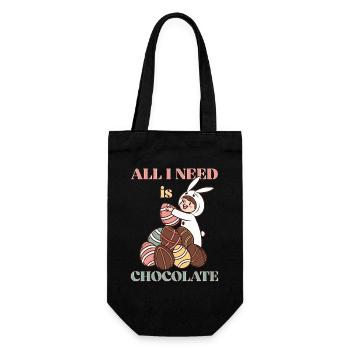 Tout ce dont j’ai besoin, c’est du chocolat – Drôle de lapin de Pâques - Sac à bouteille - noir - Devant