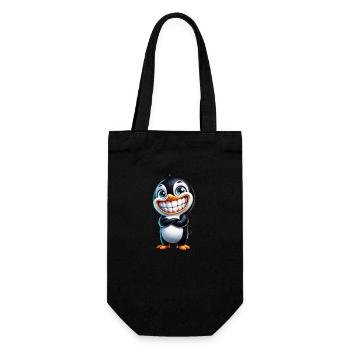 Cute grinning penguin cartoon - Gift Bag for Bottles - black - Front
