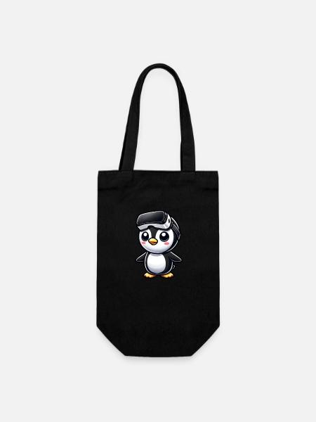 Süßer Pinguin VR Gamer Comic Gaming - Geschenkbeutel für Flaschen - Schwarz