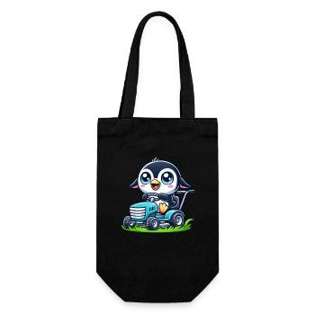 Pinguin Traktor Gartenbau Landschaftsgärtner - Geschenkbeutel für Flaschen - Schwarz - Vorne