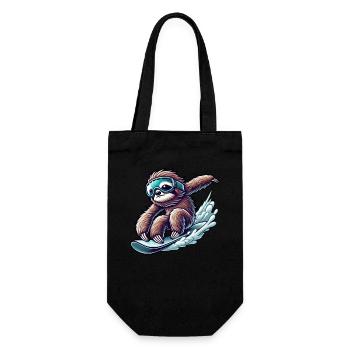 mignon paresseux snowboard dessin animé sports d’hiver - Sac à bouteille - noir - Devant