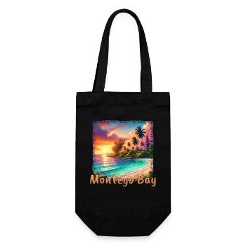 Jamaïque coucher de soleil plage Grunge Design - Sac à bouteille - noir - Devant