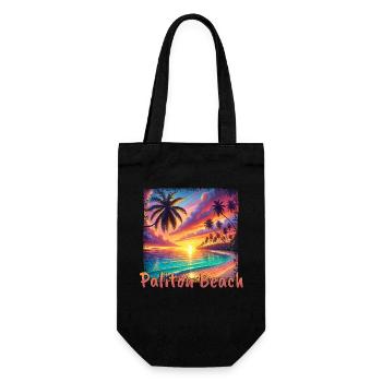 Waikiki, Hawaii, Sonnenuntergang, Palmen, Meer, St - Geschenkbeutel für Flaschen - Schwarz - Vorne