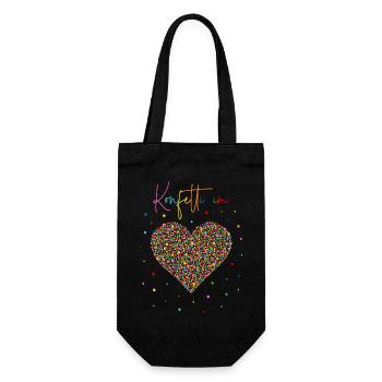 Konfetti im Herzen - Geschenkbeutel für Flaschen - Schwarz - Vorne