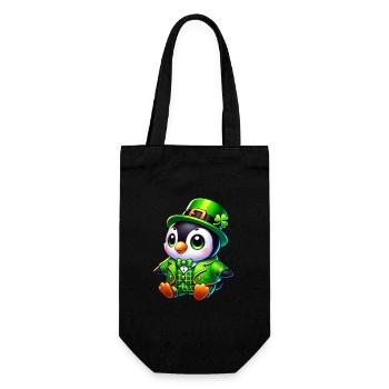 Dessin animé mignon du pingouin de Saint-Patrick - Sac à bouteille - noir - Devant
