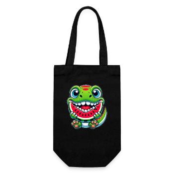 Mignon Dino T-Rex Dessin animé Pastèque Été - Sac à bouteille - noir - Devant