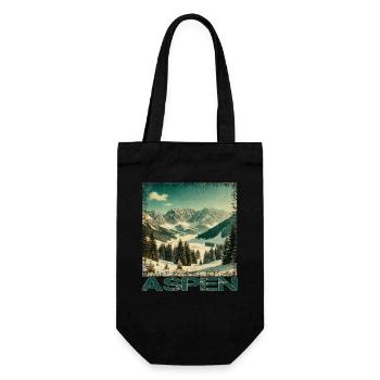 Aspen Colorado Skifahren Snowboard Winter Vintage - Geschenkbeutel für Flaschen - Schwarz - Vorne