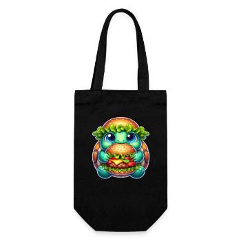 Tortue mignonne avec chapeau de hamburger restauration rapide - Sac à bouteille - noir - Devant