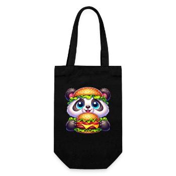 Fantaisiste panda burger drôle restauration rapide design - Sac à bouteille - noir - Devant