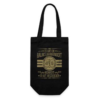 50th Birthday Half Century Looking Good - Gift Bag for Bottles - black - Front