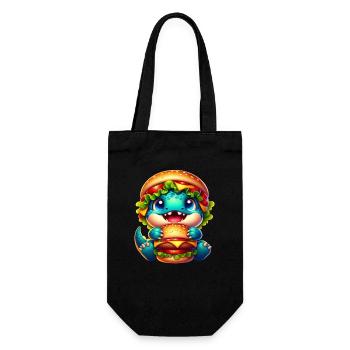 Mignon T-Rex Burger Fantaisiste Drôle Restauration rapide - Sac à bouteille - noir - Devant