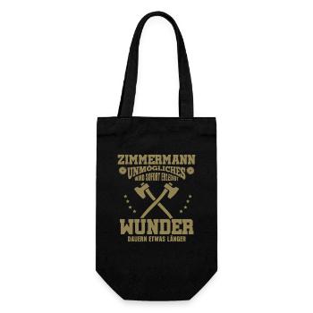 Zimmermann – Unmögliches wird sofort erledigt - Geschenkbeutel für Flaschen - Schwarz - Vorne