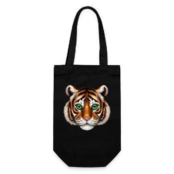 Tiger Portrait with Green Eyes - Wildcat Head I - Gift Bag for Bottles - black - Front